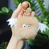 Nuevo colgante de peluche de diablito bola de carbón imitación de pelo de conejo rex para llavero de coche, colgante para mochila escolar, venta al por mayor