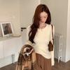 Suéter grueso de estilo perezoso, camisa base de lana de visón para mujer, otoño e invierno, interior de una pieza de terciopelo, cálido, de punto, súper bonito.