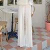 Chique coreano, minimalista, cintura alta, design plissado, calça de perna reta fluida, perna larga solta, calça casual comprida até o chão para o outono