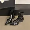 Botines Cortos de Tacón Alto Grueso con Punta Afilada Estilo Coreano para Mujer 2026 Nueva Llegada Elegantes con Cremallera Lateral Moda Elásticos Adelgazantes