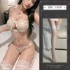 Noche lencería sexy crujiente sexy encaje sujetador traje de pecho de tres puntos bikini recogido estilo púrpura divertido 6214
