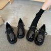 Zapatos de cuero de suela gruesa estilo británico para mujer, primavera 2025, nuevos, negros, combinables, Jk, de una sola capa, con plataforma, mocasines, de moda.