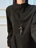 Camiseta LUUD com zíper parcial e gola alta em fleece escovado quentinho dupla face, moletom de manga comprida estilo urbano para o dia a dia