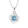 Celebridade da Internet ao vivo Simples S925 Prata Agulha Simulação Diamante Branco Azul Marino Brincos Anel Pingente Colar Jóias Conjunto de Três Peças