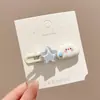 Grampo de cabelo elegante com bolinhas estilo coreano para franja, presilha lateral floral de luxo leve, acessório de cabelo tipo bobby pin