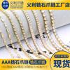 Colgante de cadena de garra de circón delgado de fila vertical rectangular latón reforzado engrosado gema incrustada de diamante accesorios de joyería diy