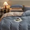 Juego de cuatro piezas de forro polar para bebé de grado A, sábana bajera de leche engrosada para invierno, color liso, funda de edredón de franela cálida, juego de ropa de cama