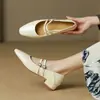 Sapatos Mary Jane Muito Macios com Fivela Dupla, Couro Genuíno Completo por Dentro e por Fora, Coleção Primavera 2026, Salto Bloco Baixo, Bico Quadrado, Confortáveis