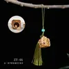 Palo de Sándalo Verde Tallado Hueco Flor de Loto Calabaza Montaña Colgante Accesorio para Teléfono Móvil Llavero Regalo