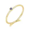 Anel de Dedo Europeu e Americano Ins Fashion Simples Luxo Leve Anel de Fim de Ano Anel S925 Prata Esterlina 18K Pedra de Nascimento Anel Fino para Mulheres