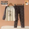 Conjunto de ropa de otoño de algodón puro Clase A para niños, ropa interior sin costuras para niños, pantalones largos de manga larga, pijama para casa para niños pequeños