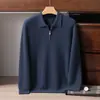 Suéter 100% caxemira pura para homens, camisa com gola polo, novo suéter de malha grossa casual business solto para outono e inverno
