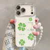 Pulsera de Trébol de Cuatro Hojas Adecuada para Funda de Teléfono Apple 17Promax Carcasa Iphone15 Patrón 16 Estilo Fresco de Verano 14