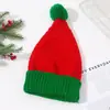 Novo Chapéu de Natal Vermelho e Branco com Sino, Pom-Pom Colorido em Blocos, Aba Larga, Chapéu de Tricô para Halloween, Quente para Andar de Bicicleta Elétrica