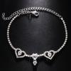 Tobillera de Joyería de Pedrería Explosiva Transfronteriza Moda Versátil Doble Corazón Tobillera con Colgante Simple de Playa para Mujer