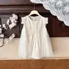Vestido de Niña Verano Nuevo Estilo Sin Mangas Malla Vestido Princesa Fresco Encaje Adornado Vestido Camiseta Venta al por Mayor