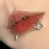 Mariposa de Dos Tonos con Goteo de Aceite y Tachuelas de Diamante Labret de Acero Inoxidable Joyería para Labios Stud de Hélix de Oreja Stud de Hueso de Oreja Diente Interno Nueva Joyería para Piercings