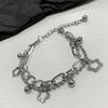 Pulseira de florzinha pequena oca de aço inoxidável estilo ins japonês e coreano pulseira de fada camada dupla pulseira simples de personalidade pulseira do dia a dia