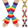 Guantes de Punto Arcoíris Transfronterizos Mangas Rayadas de Colores Guantes de Fiesta Orgullo Europeo y Americano Fiesta Festiva Colorida