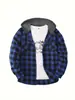 Amazon Explosions Talla Europea y Americana Hombre Moda Neoyorquina Tendencia Sudadera con Capucha Cuadros Sudadera con Capucha de Franela