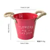 Vasos de Flores de Lata Mais Vendidos no Exterior, Vasos para Suculentas, Baldes Pequenos em Forma de Letra, Recipientes para Flores de Jardim, Alças de Corda de Juta, Enfeites de Mesa, Recipientes