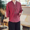 Estilo Chino 2024 Nuevo Estilo Verano Camisa de Manga Larga para Hombre Estilo Japonés Talla Grande Algodón Lino Hanfu Casual Traje Tang Camisa para Hombre