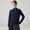 Estilo minimalista de luxo leve! Cardigan de botões com gola alta 100% caxemira pura para mulheres, novo casaco suéter de crochê outono e inverno