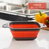 Suministro en Stock Cesta de Drenaje Cuadrada Lavabo Plegable de Silicona para Lavar Verduras Frutas Cesta Filtro de Agua para Picnic al Aire Libre Juego de Dos Piezas