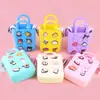 Bolsa de Silicone com Furos DIY Bolsa de Praia Tote com Zíper Ombro Transversal Desenho Animado Bolsa para Crianças Meninas Bolsa de Armazenamento para Celular