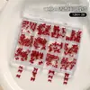 Juego Mixto de 12 Piezas de Decoraciones de Uñas de Moño de Dibujos Animados Otoño e Invierno Maillard Colorido Moño de Resina 3D Decoraciones para Uñas