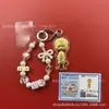 Llavero de tela con logo de empresa personalizado Cadena para teléfono móvil Angela Lámina de oro puro Oro 999 Regalo de aniversario