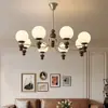 Lámpara de Sala de Estar Retro Estilo Americano, Candelabro Vintage Frijol Mágico, Lámpara de Vestíbulo Estilo Francés de Mediados de Siglo