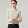 Suéter feminino de cashmere 100% cashmere puro suéter de gola alta meia gola para mulheres, nova blusa base de malha slim fit para outono e inverno