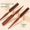Pente de Cerdas de Javali Dentes Estreitos Cabeleireiro Pente de Cabelo de Três Fileiras Modelagem Fofa Cabo Longo Maquiagem Cauda Pontiaguda Pente para Cabelo Cacheado