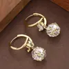 Moda Transfronteriza Europea y Americana Simple Brillante Totalmente Diamantado Circonita Flor Bola Postes para Pendientes Pendientes de Alta Gama Nicho Exquisitos Accesorios para Pendientes