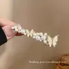 Grampo de Cabelo Elegante com Pérolas para Mulheres, Presilha de Metal com Laço Preto, Presilha Lateral de Alto Padrão, Presilha para Franja, Simples Presilha Bico de Pato