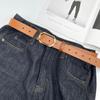 Cinturón de mujer para jeans, de cuero genuino, combina con todo, nuevo 2025, hebilla dorada simple, cinturón de alta gama, moda coreana.