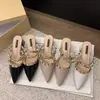 2025 Mocasines de Cuero Genuino de Tacón Grueso con Remaches Franceses de Tacón Alto, Sandalias de Punta Fina para Mujer