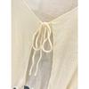 Camisa Cover-Up Fina Amarre en V Amarillo Claro Protector Solar para Mujer, Verano Nicho Holgada Casual Manga Larga Camiseta Top de Punto