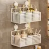 Estante de ventosa, instalación sin taladro, lavabo de baño, caja de almacenamiento de pared, limpiador de microondas