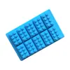 Azules al por mayor 10 incluso bloques de construcción de silicona molde para pastel molde de chocolate de silicona fábrica directa Niños DIY