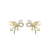 Brincos de Laço Suaves e Doces Estilo Barroco Nicho Cravejados com Diamantes Super Brilhantes Elegantes da Moda Versáteis Brincos de Luxo Leve