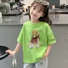 Camiseta de Algodão Puro de Manga Curta para Meninas 2026 Novo Estilo de Verão Camisa de Meia-Manga Infantil Top Camisa de Base de Verão para Menininha Ins
