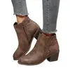 Botines de Tacón Grueso para Mujer para Exportación, Nuevo Modelo Otoño/Invierno 2026, Cierre Lateral, Punta Redonda, Botines Cortos Transpirables de Tacón Grueso