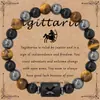 Amazon Venta Caliente Transfronteriza Doce Constelaciones 8MM Ojo de Tigre Ágata Negra Hematita Pulsera para Hombre Pulsera Elástica