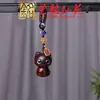 Cadena para Teléfono de Gato de Madera de Ébano, Accesorio de Gato Elegante de Palo de Rosa, Colgante Ruyi de Moneda de Cobre, Llavero de Coche Yiming Xianyuan, Colgante para Bolso