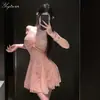 Lencería sexy Yeqin, camisola de malla con encaje revelador en el pecho, camisón, tentación transparente de deseo puro, bata seductora 7740