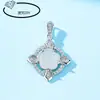 Colgante de Oro Blanco Completo de Diamantes para Mujer Portafotos Vacío Soporte de Collar de Cobre DIY Incrustado con Flores Pequeñas en la Parte Trasera y Copos de Nieve Imitación Plata 925