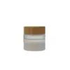 Superficie de Madera de Bambú Frasco Botella Crema Caja Pasta Vidrio 5g15g20g30g50g100g Botella Cosmética Embotellada con Tapa de Bambú