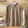 Suéter de Cachemira 100% Puro para Otoño e Invierno, Camiseta de Punto para Hombre, Holgado, Grueso, Cuello Medio Alto, Media Cremallera, Top Suéter